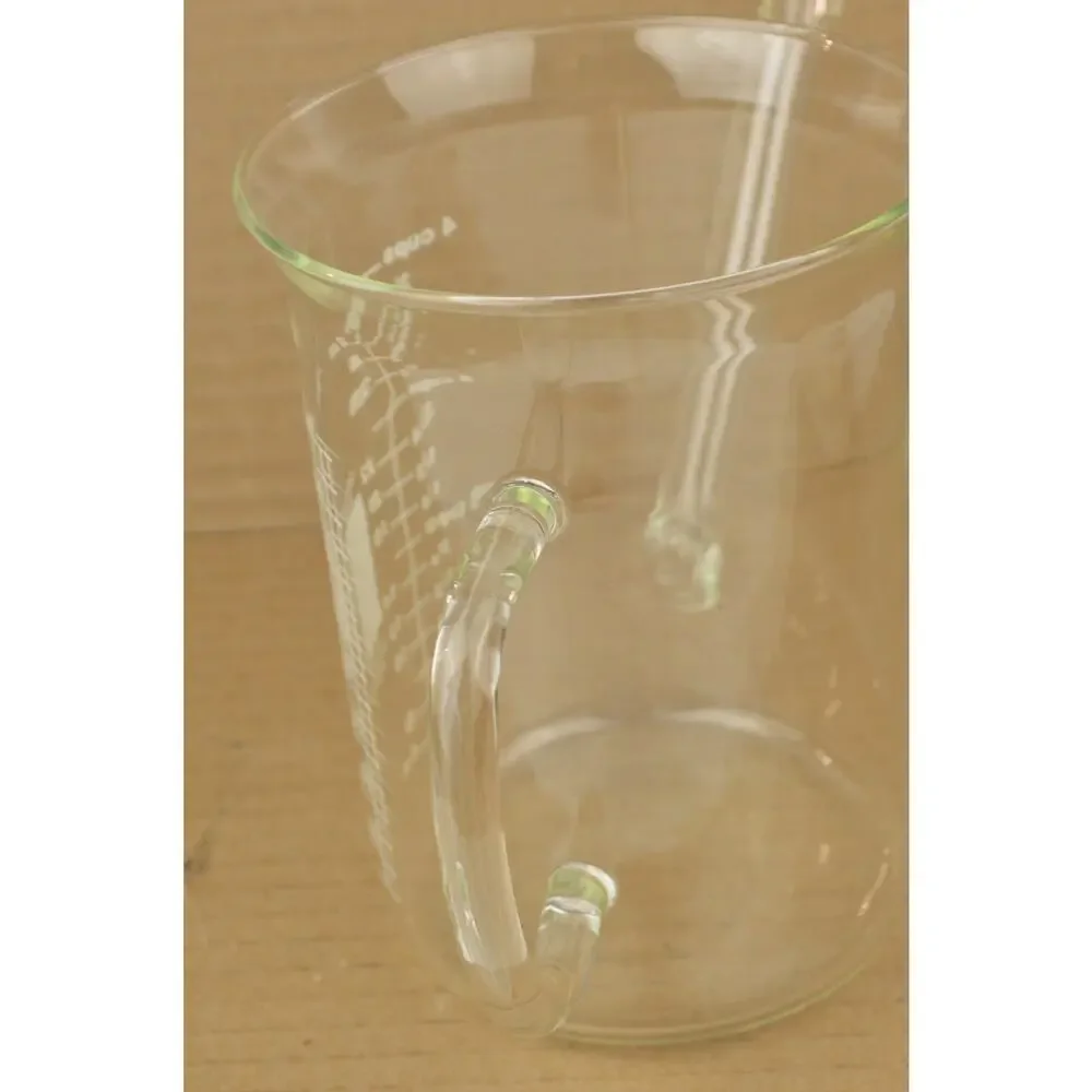Catamount Flameware Glass Measuring Pitchers 4 Cup Set of 2 w/ Strainer